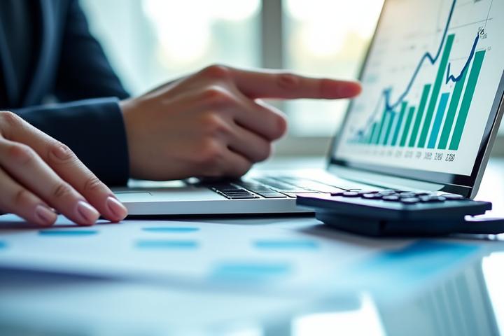 Financial data charts and graphs