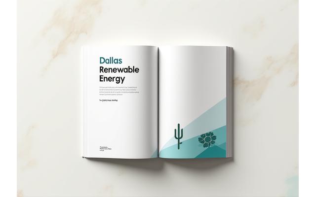 Open booklet titled 'Dallas Renewable Energy Buyer's Guide' with a solar panel icon
