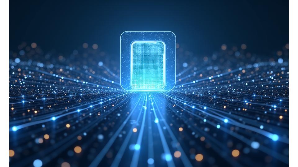 Abstract depiction of data flowing securely into a protected vault, symbolizing careful data collection and privacy.