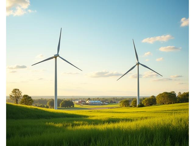 Small-scale community wind turbine providing power to a local town